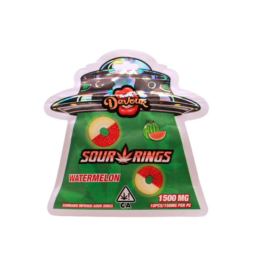 Devour Sour Rings Edible Gummies - Watermelon 1500mg