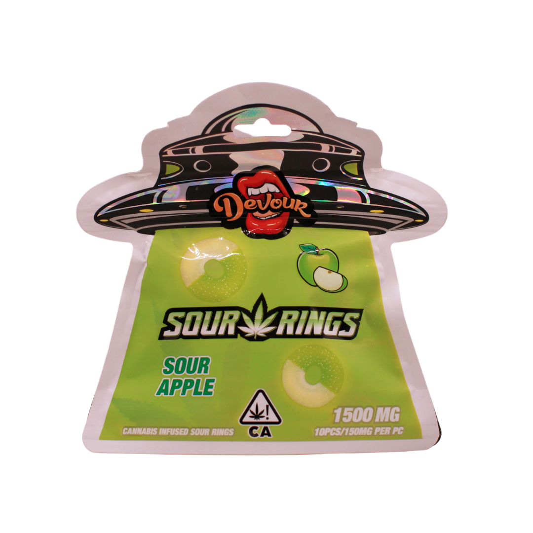 Devour Sour Rings Edible Gummies - Sour Apple 1500mg