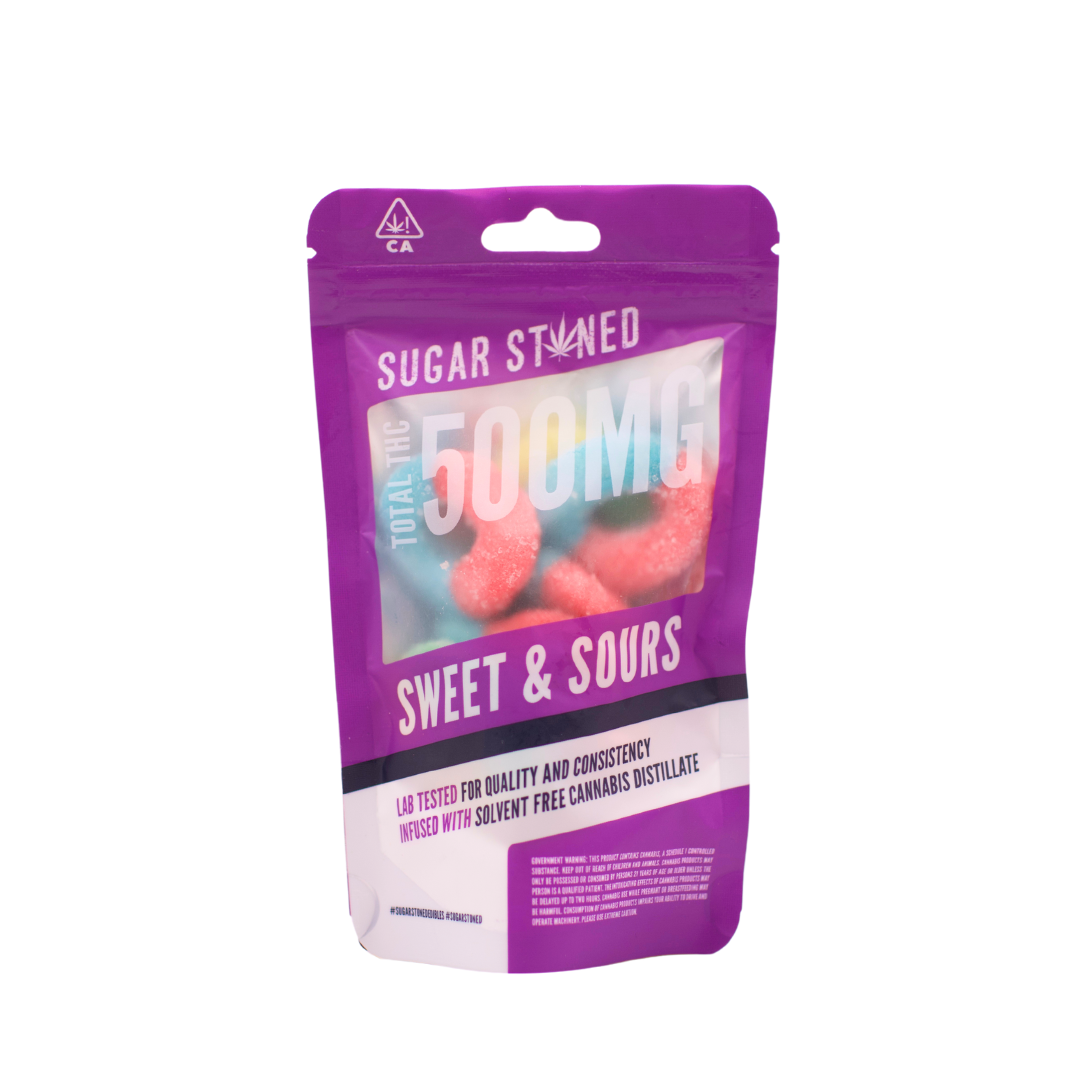 Sugar Stoned Sweet & Sours Gummy Worms 500mg